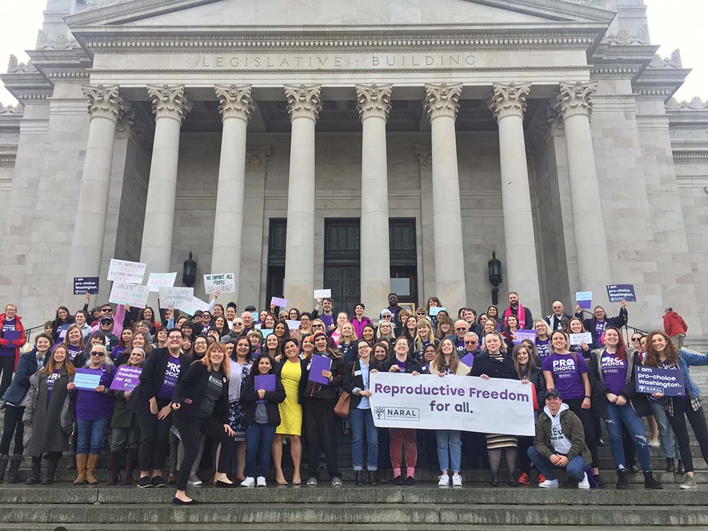 A group of volunteers at a NARAL lobbying event